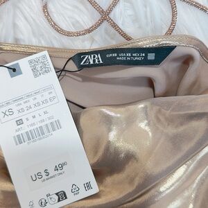 Zara Women's Metallic Gold Satin Chemise